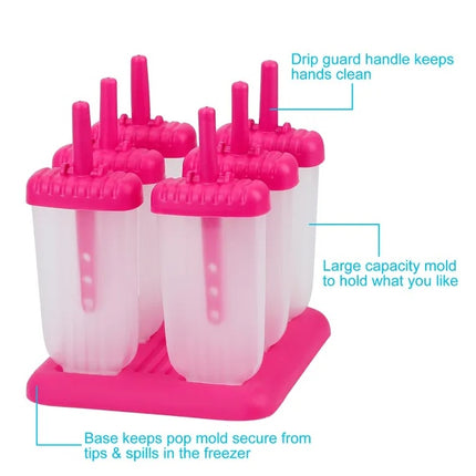 6Pcs Popsicle Molds Reusable Ice Cream DIY Ice Maker Ice