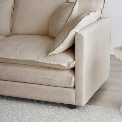 Modern Sofa Couch, 3 Piece Set Extra Deep Seat Sectional Sofa For Living Room, Oversized Sofa, 3 Seat Sofa, Loveseat And Single Sofa, Beige Chenille