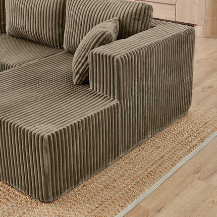 U Shape Modular Sectional Sofa, Compressed Sectional Sofa Modern Minimalist Style Corduroy Couch, Sleeper Sofa For Living Room, Bedroom, Comfy Compressed Sofa -Brown