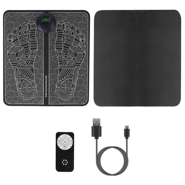 1Pc Foot Massage Pad Electric Stimulator Massager Unit Leg Reshaping Muscle Pain Relax Foldable Massage Mat With 8 Modes 19 Intensity Levels Remote Control