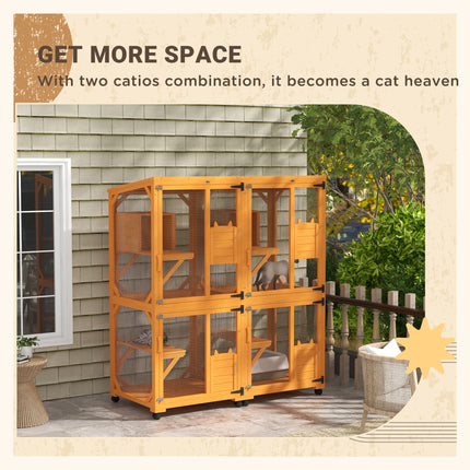 Cat Tree House with Scratching Post and Wheels