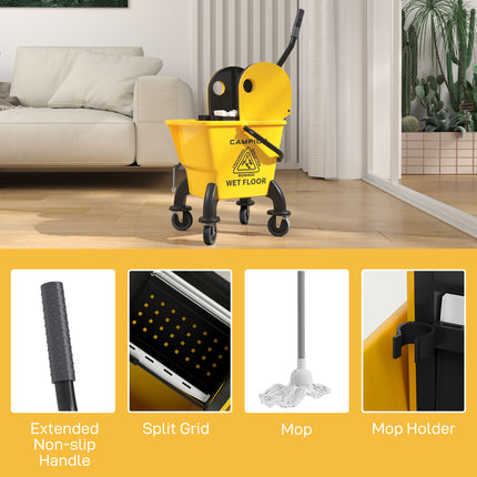 Mop Bucket with Wringer on Wheels for Floor Cleaning