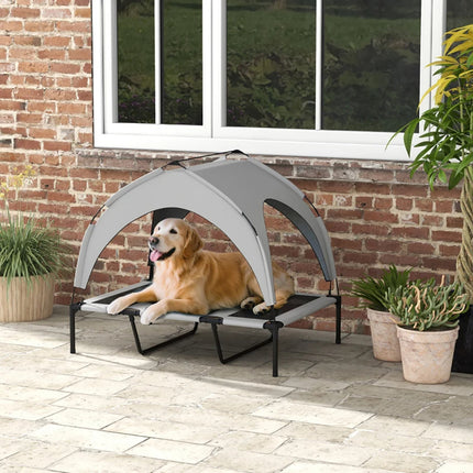 Elevated Dog Bed With Canopy, Raised Outdoor Pet Bed For Camping With Washable Breathable Mesh, 42'' X 30'' X 3'' , Tiktok