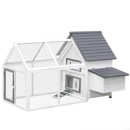 Chicken Coop Wooden Chicken House Rabbit Hutch Poultry Cage Hen Pen  With Nesting Box, Ramp, Run