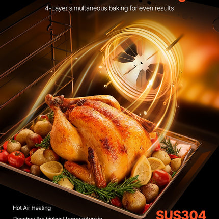 66L Commercial Countertop Oven 2800W Electric Toaster Oven Stainless Steel