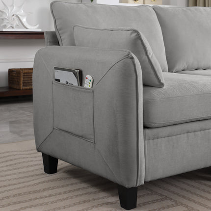 85 Inch GRAY Chenille Modular Sectional Sofa,  L-Shaped Cloud Couch With Storage Ottoman, DIY Combination For Living Room