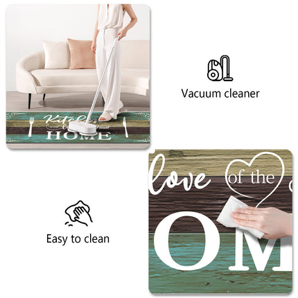 Boho Kitchen Rug Sets  2 Piece Washable Non-Slip Mats Teal 20x32 20x48 In