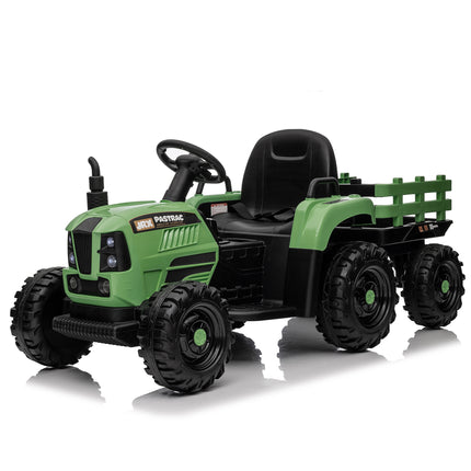 Ride On Tractor With Trailer,24V 400W Powered Electric Tractor Toy W Remote Control,electric Car For Kids,Three Speed Adjustable,Power Display, USB,MP3 ,Bluetooth,LED Light,Two-point Safety Belt.
