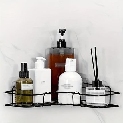 1pc Wall Mounted Bathroom Shelf, Shower Caddy Rack, No Punching Triangle Storage Rack For Bathroom Kitchen, Bathroom Accessories