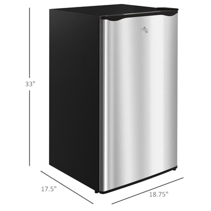 3.2 Cu.Ft Mini Fridge with Freezer, Single Door Compact Refrigerator with Adjustable Thermostat, Shelf and Reversible Door for Bedroom, Dorm, Home Office, Energy Efficient, Silver