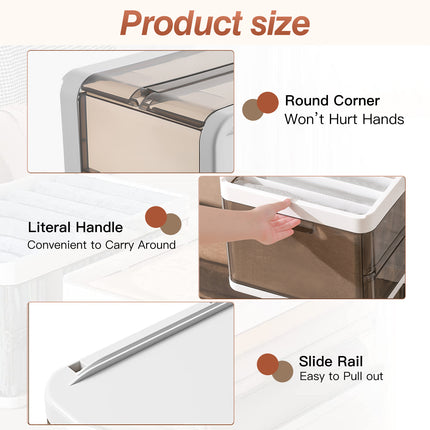 3 Pack Foldable Storage Bin With Lid Stackable Plastic Closet Organizer With Handle Divider Collapsible Drawer Organizer For Toys Clothes