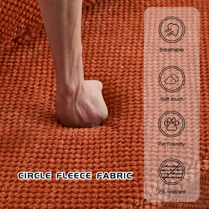 Compression Mahjong Sofa,Convertible Floor Sofa Bed,DIY Boneless Modular Sectional Sofa,No Assembly Required,Circle Fleece Fabric,Oversized 2 Seater With 2 Pillows,Orange
