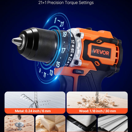 Cordless Drill Driver, 1/2 Inch Metal Chuck, Brushless Motor, Dual-Speed Variable, Drill Driver Kit With Lithium Battery And Charger, Tool Box, For Wood And Metal Drilling, Screw Driving