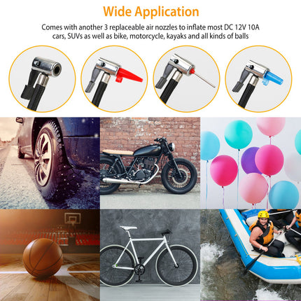 Portable Car Tire Inflator DC 12V Digital Car Air Compressor Electric Air Inflator With LED Light 150PSI