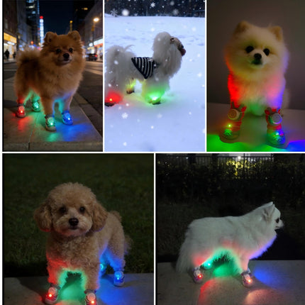2026 New Glowing Dog Shoes 4PCS LED Light-Up Anti-Slip Paw Protector For Small Medium Dogs Night Safety Visibility Outdoor Shoes
