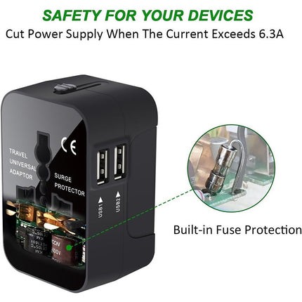 Travel Adapter, Worldwide All In One Universal Travel Adapter Wall Charger AC Power Plug Adapter Wi
