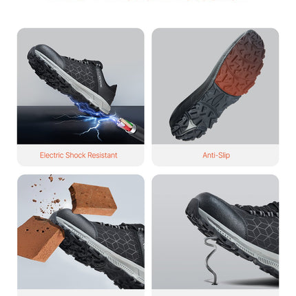 Steel Toe Shoes For Men, US Size 9.5, Men’s Cushion Sport Safety Toe Athletic Work Shoe, Indestructible Safety Sneakers Lightweight,Breathable Industry Construction Work Shoes, Black