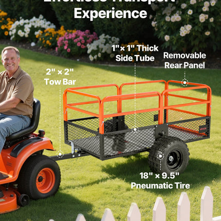 Dump Trailer 1800 Lbs 28 Cu. Ft Tow Behind Steel Garden Yard Trailer Cart