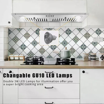 30 Inch Insert Range Hood 600 CFM;  Built-in Stainless Steel Range Hoods With Right Button Controls And Back LED Lights; Kitchen Hood For Over Stove; Ducted/Ductless Convertible Vent Hood