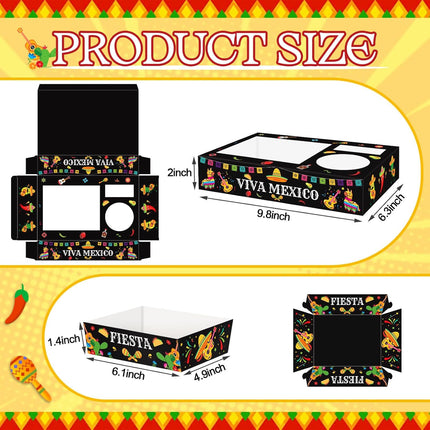 36Pcs Fiesta Movie Night Snack Trays Candy Popcorn French Fries Snack Trays Mexican Party Plates For Snacks Tray Cinco De Mayo Party Supplies Clearance
