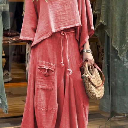 Casual Solid Color Loose Dress Two-piece Suit
