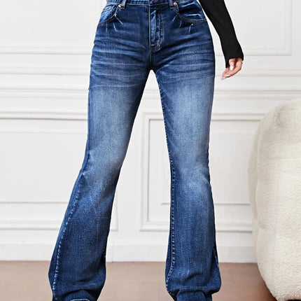 Denim High Waist Loose And Slimming Bootcut Trousers