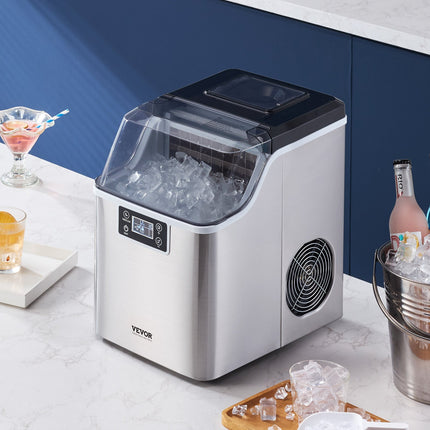 Portable Countertop Ice Maker 45Lbs/24H Self-Cleaning With Scoop Basket Home Bar