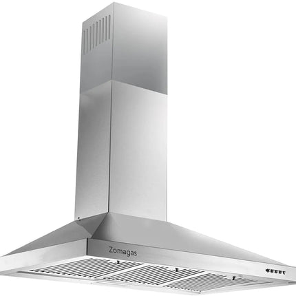 Range Hood 36 Inch;  Wall Mount Vent Hood In Stainless Steel With Ducted/Ductless Convertible Duct;  3 Speed Exhaust Fan;  Energy Saving LED Light;  Push Button Control;  3 Pcs Baffle Filters