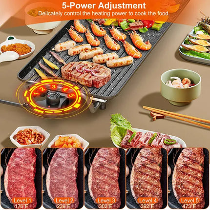 Electric Barbecue Grill Hot Plate Cooking BBQ Griddle Non-Stick Table Top Grill Griddle For Indoor Outdoor Camping Picnic