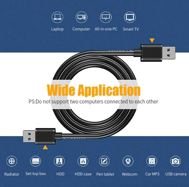 USB 3.0 A Male To A Male Cable Data Transfer Super Speed Power Charger Metal 6FT