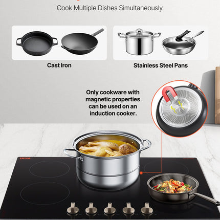 9200W 5 Burner Induction Cooktop Electric Countertop Burner Knob Control