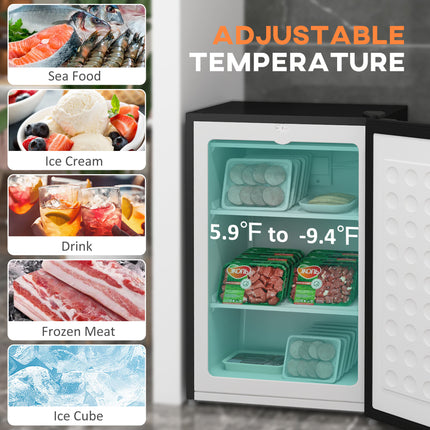 Upright Freezer, 3 Cu Ft Small Freezer with Reversible Single Door, Adjustable Thermostat for Home, Apartment, Black