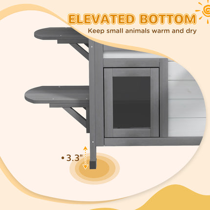  2-story Cat House Outdoor, Weatherproof Wooden Cat Enclosure for Feral Cats with Escape Door, Openable Roof, Jumping Platforms, White