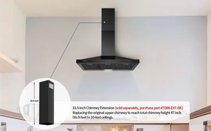 Range Hood 36 Inch Black Wall Mount Range Hood In Black Stainless Steel Kitchen Vent Hood