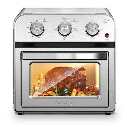 Family Size Air Fryer Toaster Oven Combo, 13QT, 360° Hot Air Circulation For Healthy Oil-Free Cooking, Multifunctional Convection Contertop Oven, Adjustable Time & Temp Control, Stainless Steel