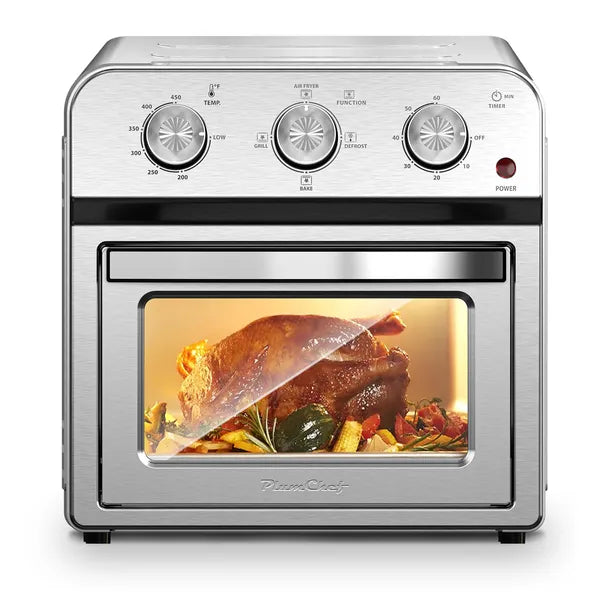 Family Size Air Fryer Toaster Oven Combo, 13QT, 360° Hot Air Circulation For Healthy Oil-Free Cooking, Multifunctional Convection Contertop Oven, Adjustable Time & Temp Control, Stainless Steel
