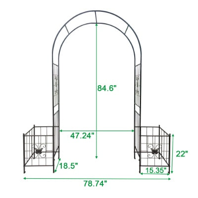 Garden Arch Arbor Trellis For Climbing Plants, Durable Metal Garden Arch Outdoor Wedding Arch, For Wedding Ceremony Party Plant Climbing Rose Vines Lawn Courtyard Patio Black, 7.15ft