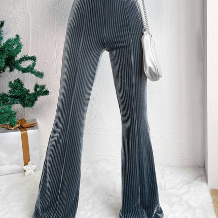 High Waist Lamp Wick Corduroy Bell-bottom Pants Wide Leg Women