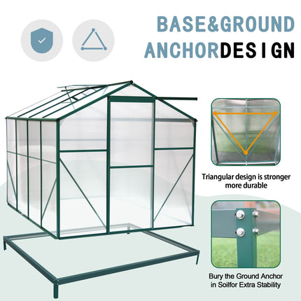 Polycarbonate Greenhouse,6X8 Ft Heavy Duty Walk-in Plant Garden Greenhouse For Backyard,Outdoor