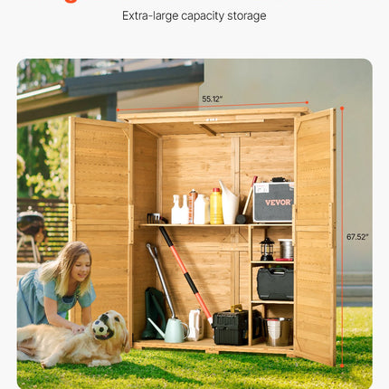 Outdoor Wooden Storage Shed Waterproof Garden Tool Metal Shed 55x67.5 Inch