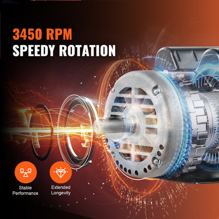 5HP Air Compressor Electric Motor 230V 25A 3450RPM 56Hz Frame CW CCW Rotation