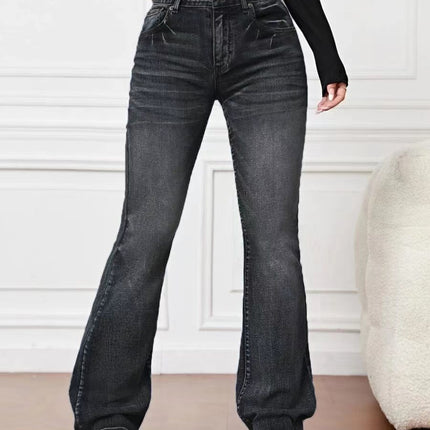 Denim High Waist Loose And Slimming Bootcut Trousers