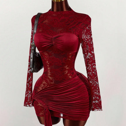 New Stylish Lace Hollow-out Sheer Dress For International Trade