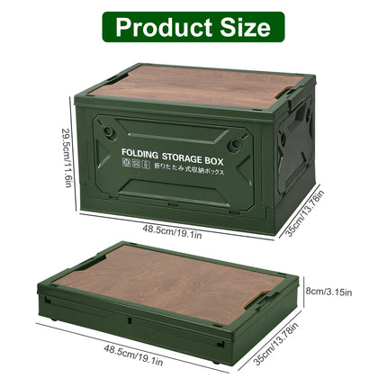 1Pc Folding Storage Bin Camping Collapsible Organizer Box Stackable Grocery Container Shelf Baskets With Cutting Board Top Lid 4 Side Lockable Doors Wheels For Camping Home Car RV