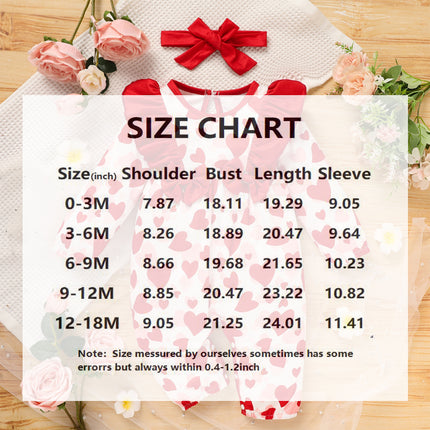 Baby Valentine's Day Romper, Heart Print Long Sleeve Bodysuit With Bow And Ruffle Trim