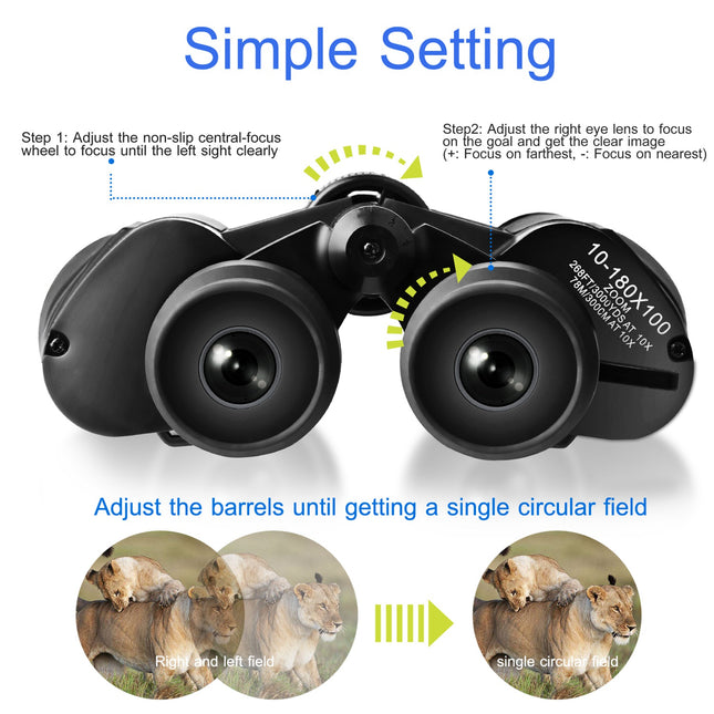 1Pc Portable Zoom Binoculars With FMC Lens Low Light Night Vision For Bird Watching Hunting Sports Events Concerts Adults Kids