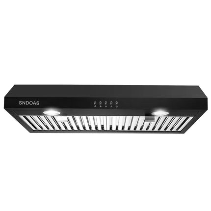 30 Inch Kitchen Under Cabinet Range Hood 3-Speed 600CFM Vent W/LEDs Silver/Black