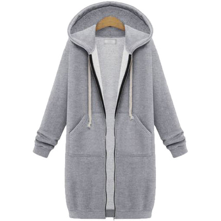 Hooded Long Sleeve Sweater Fleece Long Jacket