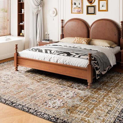 Area Rug, 9 X 12 Ft Large Washable Rug, Non-Slip And Tear-Resistant Soft Carpet, Pet & Child Friendly Vintage Area Rugs, Indoor Mat For Bedroom, Living Room, Kids Room, Office, Brown Green