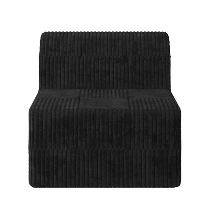 Single Seat Sofa Compressed Sectional Sofa Modern Minimalist Style Corduroy Couch, Sleeper Sofa For Living Room, Bedroom, Comfy Compressed Sofa Couch Space-Efficient Design-black